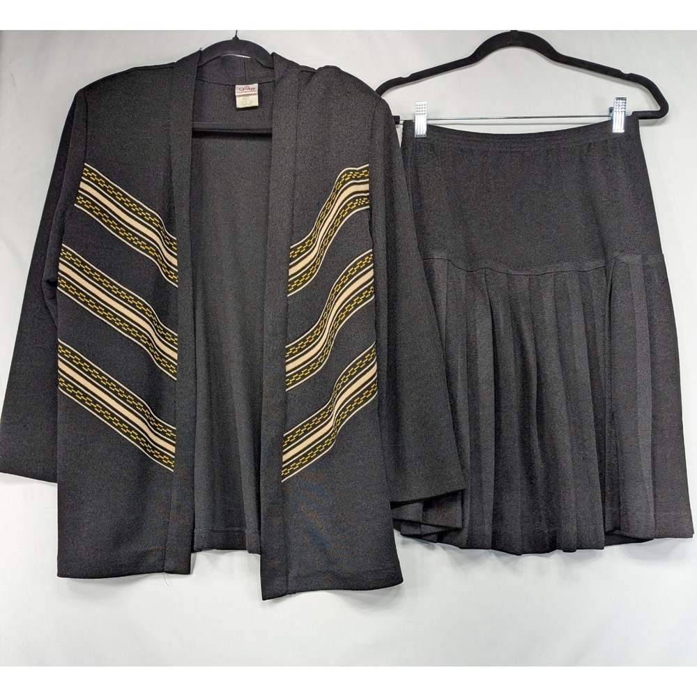 Graff Californiawear Womens Skirt/Top Set Black Size 16 Top/Pleated Skirt‎